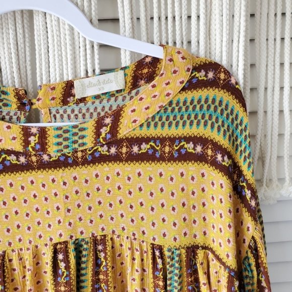 ALTAR'D STATE Patterned Yellow Boho Crop Blouse XS - Picture 4 of 7